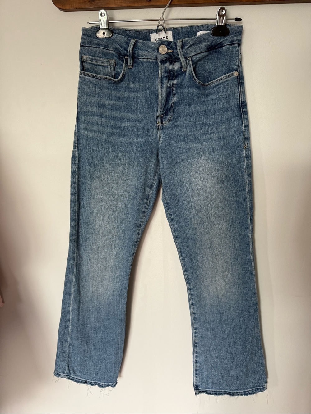 Frame Denim Light Blue Cropped Straight Jeans